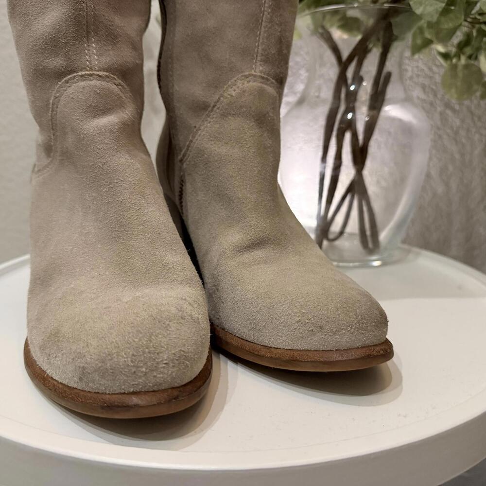 Ugg Ava Knee High Heel Boots Light Grey 7 Women Very Good Leather - Picture 5 of 9